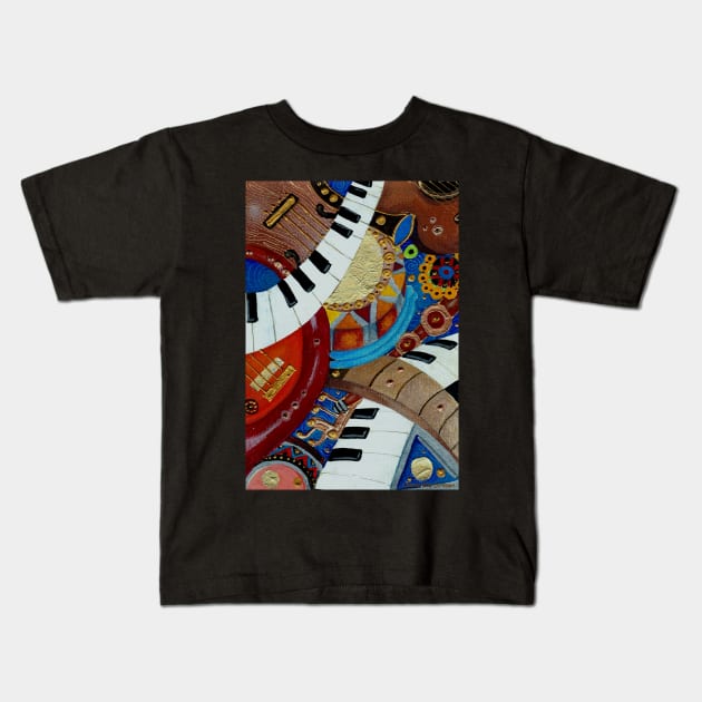 Musical Instrument Collage Kids T-Shirt by cheriedirksen